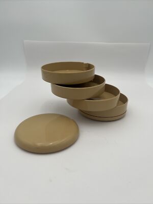 Vintage 70s MCM interDesign Peach Swivel 4 Section Desk Organizer Jewelry Caddy