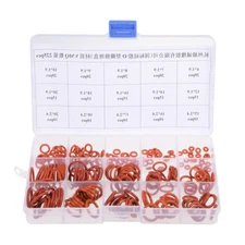 225Pcs Silicone Rubber O-Ring Assortment Kit Seal Gasket Set Red for Sealing