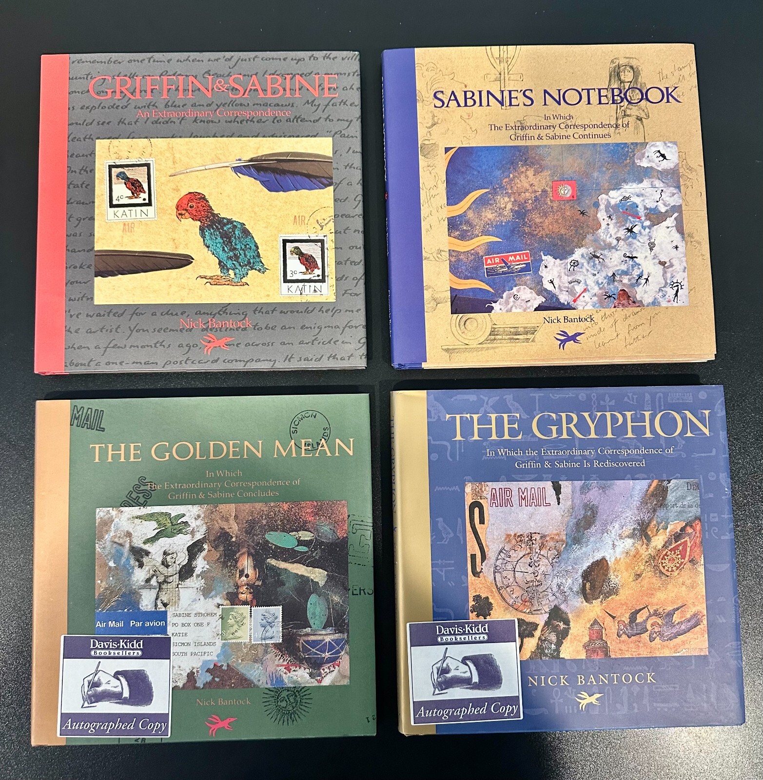 Nick Bantock 4 Book Lot (The Golden Mean & The Gryphon are SIGNED COPIES)