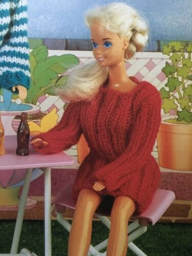 Home Print Knitting Pattern Barbie Sindy Doll’s Clothes Dress Scarf Handbag 0378 - Image 2 of 2