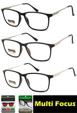 Retro Square Progressive Reading Glasses 3 Power Strengths in 1 Reader