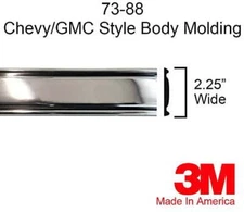 1973-1987 Chevy GMC Chrome Side Body Trim Molding C10 2.25" Wide Full Roll 320"