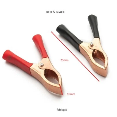 FABLOGIX Crocodile Clips 75mm Electrical insulated copper Connectors 30A Alligator Clamps