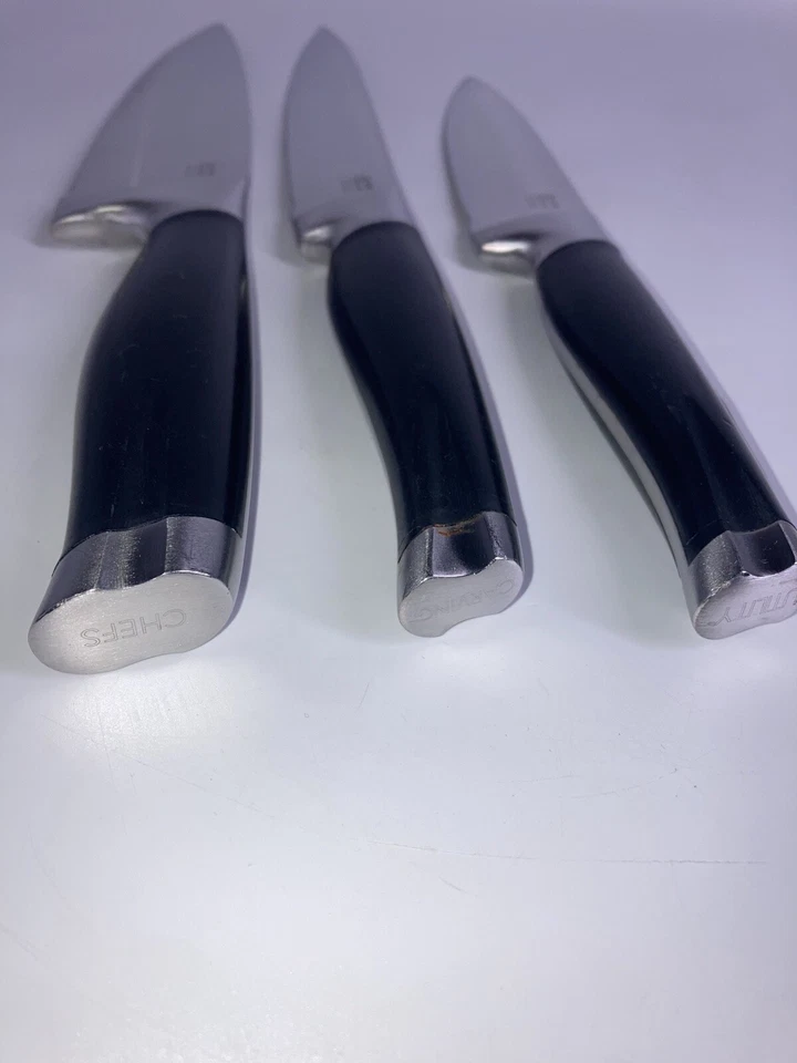 Juego de cuchillos Jamie Oliver 3 chefs utilitarios tallado mango negro Foto 2 de 4