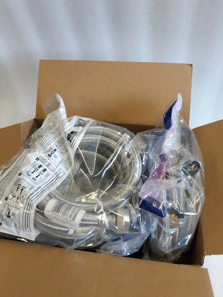 4 pares de mangueras certificadas para lavadora de acero inoxidable para electrodomésticos 4 pies-2 paquetes (1D) Foto 2 de 4