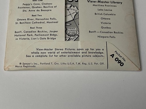 SAWYERS VIEW-MASTER A-90 CANADA 3 REEL SET complete with stamp & coin - Picture 15 of 15