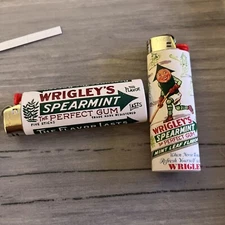 New 2 Custom Bic Lighters vintage Wrigley‘S Spearmint Gum Wrappers￼Gum Classic