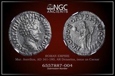 MARCUS AURELIUS CAESAR NGC Ch VF ROMAN COINS, AD 161-180. AR Denarius. A1098