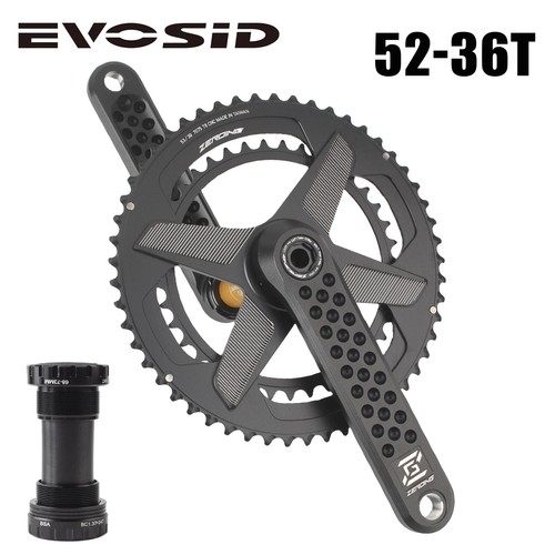 Road Bike Crankset 165/170/175mmHollow Tech Crank with Bracket Double Chainring - Picture 18 of 40