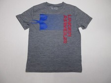 Under Armour Logo Regular Fit Crew Neck T-Shirt Boys Short Sleeve Size YXL Gray