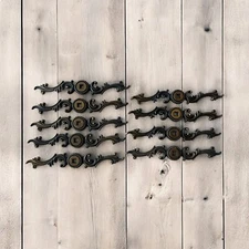 Set (9) Ornate Cabinet Pull BACKPLATE. 6" NOS Vtg Furniture Hardware Knob Parts