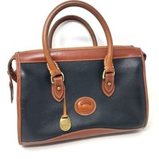 Borsa a mano Dooney & Bourke vintage in pelle per tutte le stagioni nera e cognac
