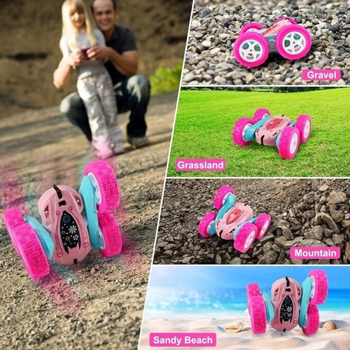 RC Stunt Cars Remote Control 2.4 GHz RC Racing Trucks Off Road 4WD Car Toys Pink - Picture 7 of 8