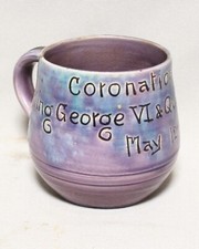 EXCELLENT BRANNUM POTTERY 1937 CORONATION MUG – BARUM MARK - GEORGE V