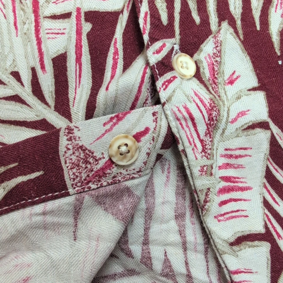 Chemise Hawaïenne Tasso Elba Soie Rayonne Rouge Feuillage L - Photo 4/4