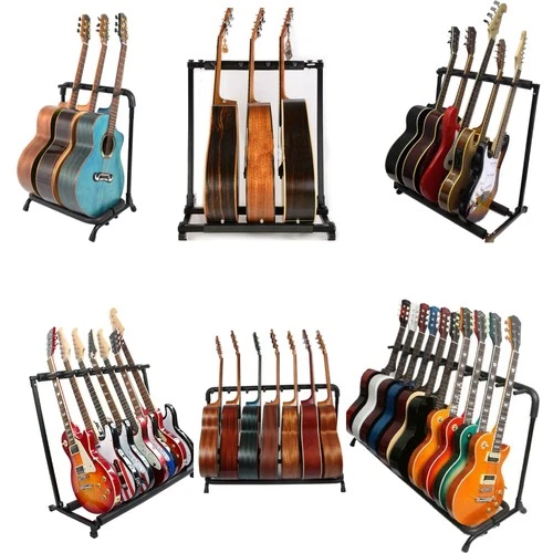 9/7/5/3 Square / Round Tube Multiple Guitar Bass Stand Holder Stage Folded Rack