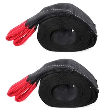 2pcs 3" 30ft 14000 lbs Tow Strap Winch Snatch Off-road Heavy Duty vehicle Pull