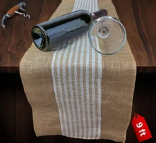 Decorative Table Runner (Pack of 6) – 12”x 108” – Stripe on Natural Rustic Fa...