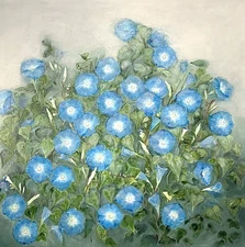 Original oil painting FLORAL , morning glories 48x48