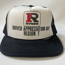 Vintage Ryder Trucking Hat Cap Trucker Snapback Black Mesh Driver appreciation