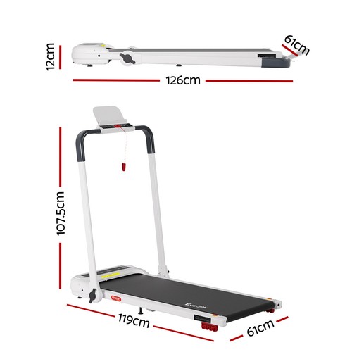 Everfit Treadmill Electric Walking Pad with Incline Foldable for Home Gym White - Picture 3 of 9