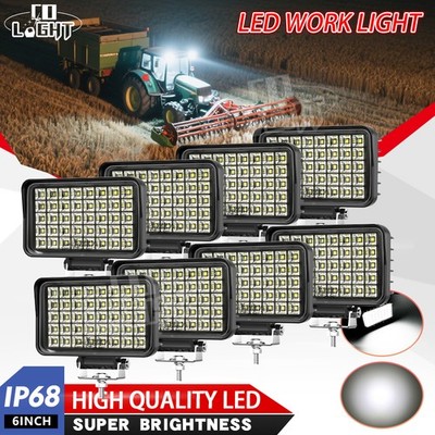 2x 6/4'' Square LED Work Light Bar Flood Light Driving Offroad Tractor 4x4 12 24V