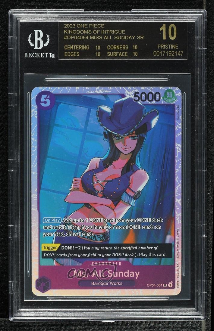 2023 One Piece Card Game: Kingdoms of Intrigue OP04 SR Ms All Sunday BGS 10 0s5s