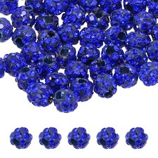 50 Pcs 4mm Dark Blue Rhinestone Polymer Fancy Beads for DIY Jewelry Making