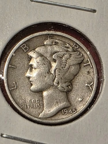 1945 S Mercury SILVER  Dime VF+ / Scarcer San Francisco  Mintmark / SOLID DATE