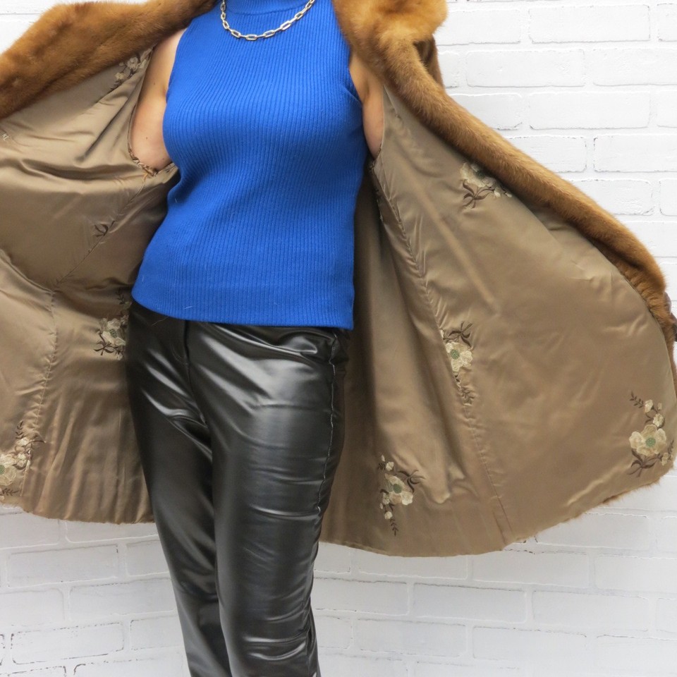 SO SWEET! real SABLE HUE DEMI BUFF large shawl collar MINK FUR COAT MD ...