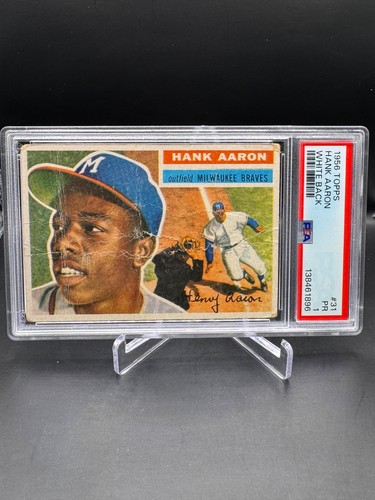 1956 TOPPS!  HANK AARON!  WHITE BACK!  MILWAUKEE BRAVES!  #31  PSA 1!