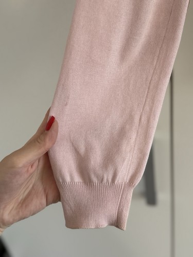 Cardigan femme Maison Margiela rose boutonné col V patch coude coton taille M - Photo 13/17