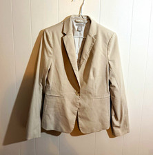 H M Womens Beige Lined Notch Lapel One-Button Blazer Jacket Size S