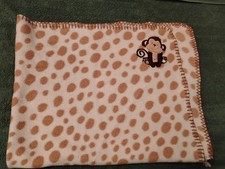Garanimals Embroidered Monkey Fleece Polka Dot Baby Blanket Lovey Brown Spotted