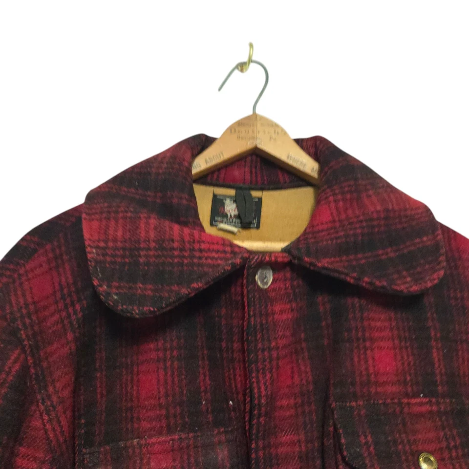 Vintage Woolrich Jacket Mens 42 Mackinaw 503 Buffalo Plaid Wool Chore 1940s Coat - Image 2 of 4