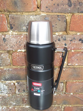 Image of Thermos flask large matt black 1.2 litre keeps hot 24 hours cold 24 hours new