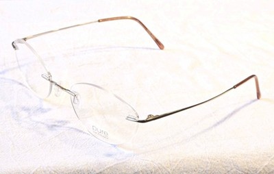 Airlock Seventy Sixty 202 Golden Sand 250 Rimless Demo Lens 52mm Eyeglasses NWOT