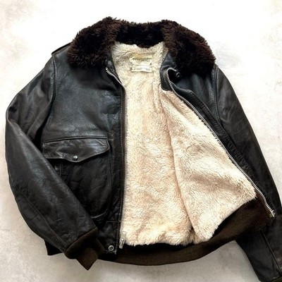 SCHOTT G1 A2 Flight Jacket 70s 80s Cowhide Boa Collar Talon Zipper 40L Authentic