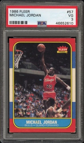 1986 FLEER #57 MICHAEL JORDAN ROOKIE RC PSA 3 ***CENTERED