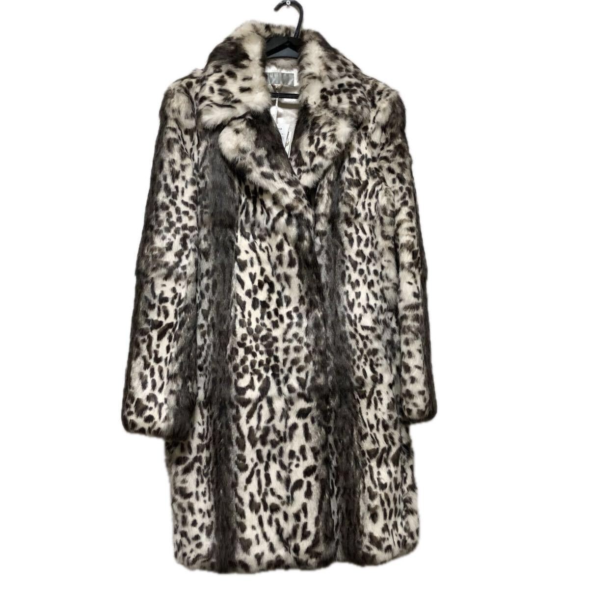 Vintage Real Rabbit Fur Long Coat  Animal Pattern Size M Women's