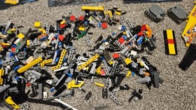 Lego Technic Pieces Lot, and 8051 Motorbike, 42004 Backhoe Loader