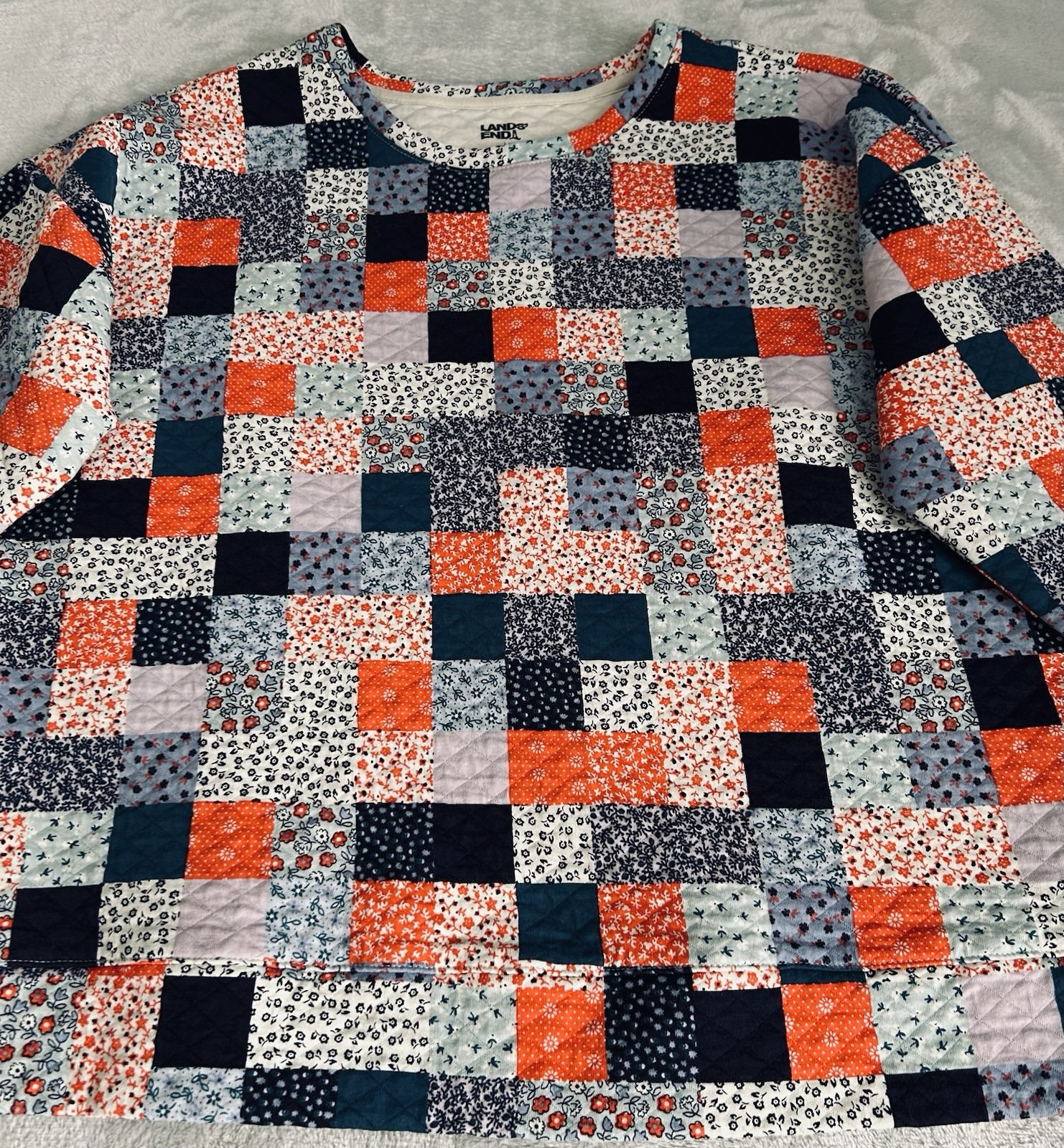 Lands End Quilted Patchwork Sweatshirt Womens L F… - image 5