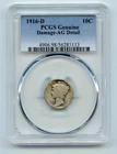 "Key Date" 1916-D Mercury Silver Dime 10c PCGS AG Detail-Damage