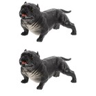  2 Pack Dog Figures Playset Toy Bulldog Statue Realistic Animal Toys Figurine