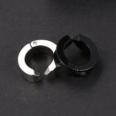 Titanium Steel Non-Pierced Ear Clips Couple Yin Yang Hypoallergenic Ear Cuffs