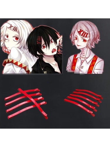 Tokyo Ghoul Juzo Suzuya Juuzou Cosplay Short White Wig + 5 Red Hairpins+Wig cap - Picture 2 of 4