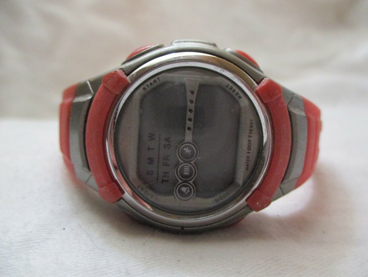 Digital Wristwatch Pink Buckle Band Silver Tone WR 100FT