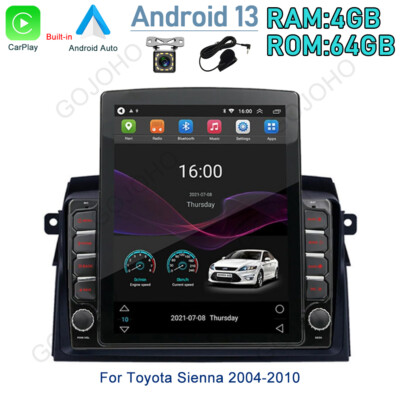 64GB Car Radio Stereo GPS Android 13 Apple CarPlay For Toyota Sienna 2004-2010