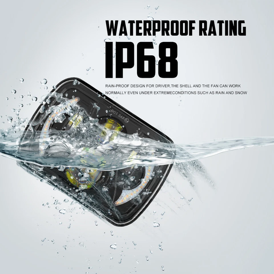 Par de faros LED Hi-Lo DRL de 7x6" para International Harvester 9900 9200 9400i Foto 3 de 4