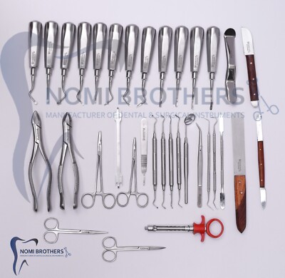 Dental 74 Oral Surgery Extracting Elevators Forceps Instrument Kit Set German G